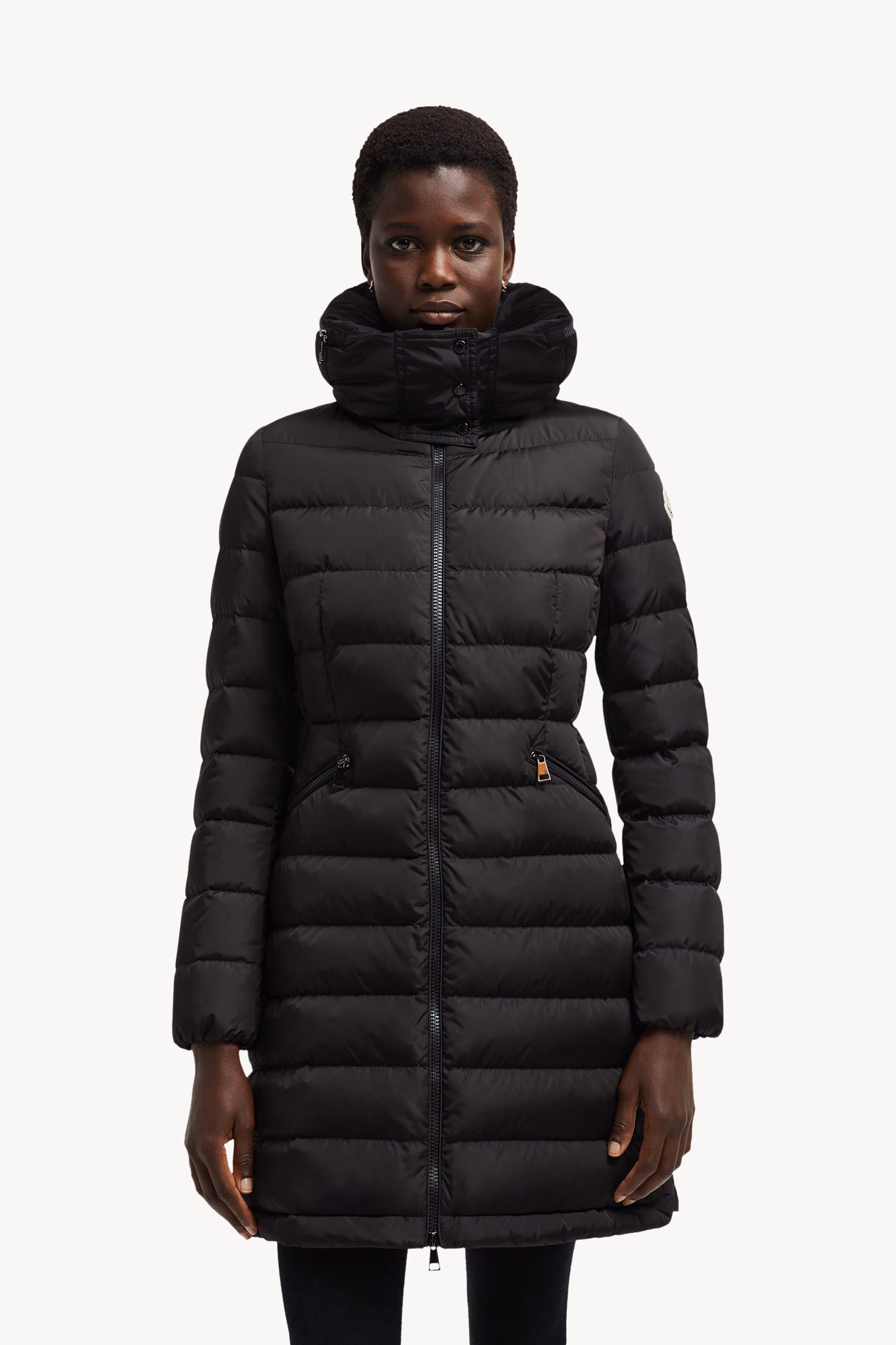 Flammette Hooded Long Down Jacket Women Black Moncler 8